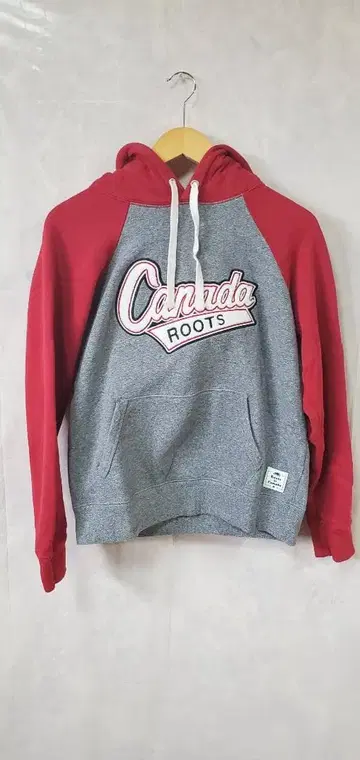 Canada Roots 후드 부착 후드티 M 사이즈 그레이/레드