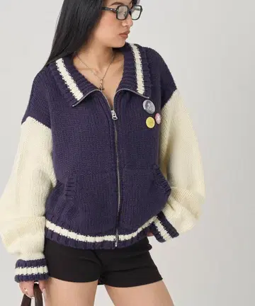 WHO'S WHO gallery 니트 바시티 자켓