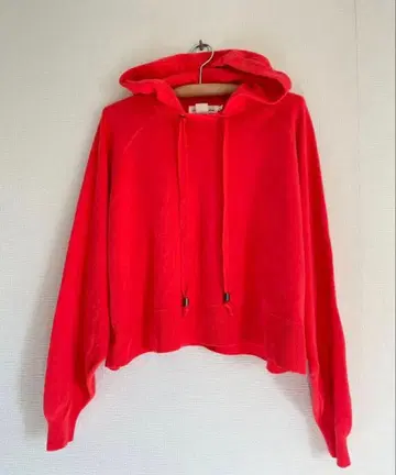 미사용품 H&M 후드티 숏 기장 레드 오렌지 썸머 니트