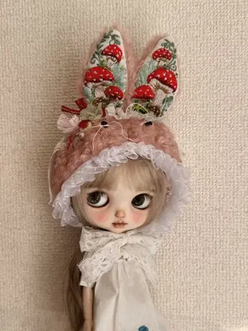 브라이스 자수 버섯 토끼 모자 피크 핸드메이드 네오 브라이스용