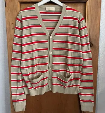 [ 미사용 새상품 ] V넥 가디건 베이지 x 레드 x 그린 x 화이트