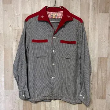 드라이 본즈 이탈리안 칼라 다이아 격자 무늬 셔츠 로카빌리 직조 패턴