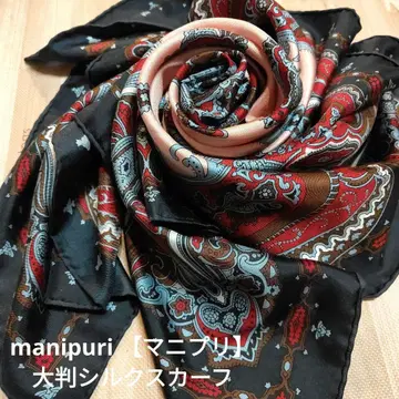 마니풀리 페이즐리 무늬 대형 실크 스카프