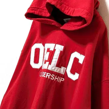 길단 OELC 리더십 로고 자수 후드 맨투맨 레드 빨간색 L 구제 의류