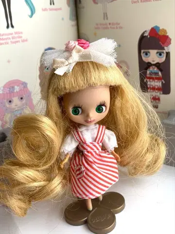 미니 브라이스 금발 본체 빨흰 스트라이프 의류