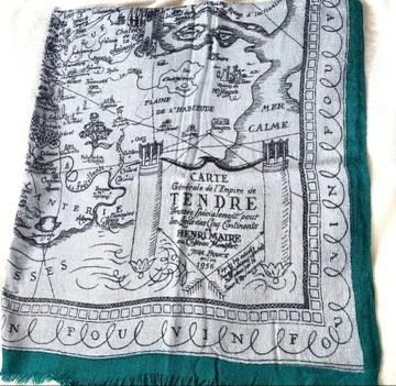 manipuri 마니푸리 실크울 스톨 앤티크 맵/지도