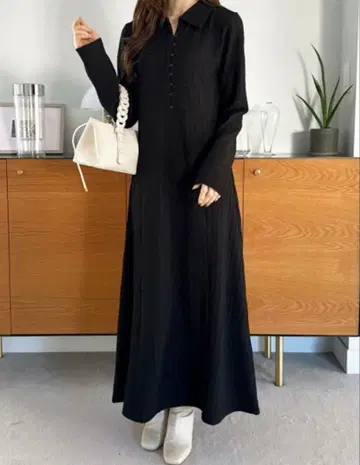 GeeRa 폴로 카라 표면감 소재 머메이드 원피스