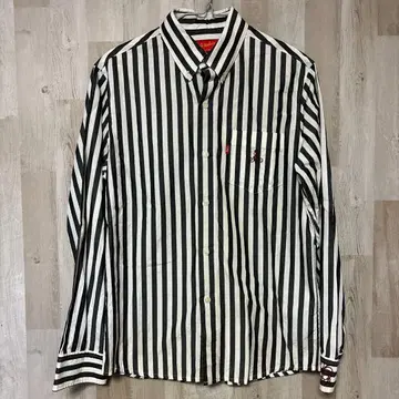 소프트 머신 스트라이프 자수 버튼 다운 셔츠 tatto