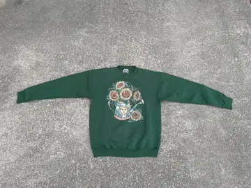 TULTEK 다크 그린 맨투맨 해바라기