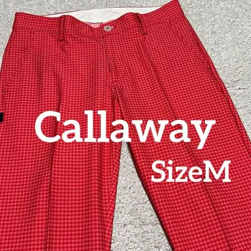 캘러웨이 하운드투스 패턴 올 패턴 롱 팬츠 스트레치 레드 계열 남성용 M
