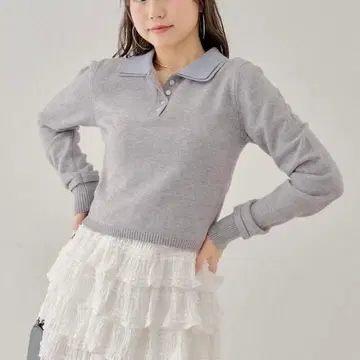 레이어드 카라 부착 폴로 니트