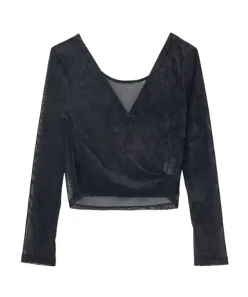 Aimeine 튤 벨로아 백 오픈 탑 시어 탑 티셔츠