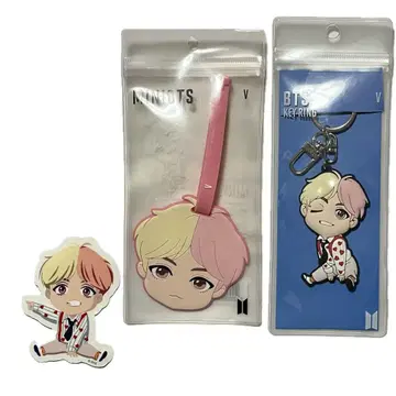 MINI BTS V 러기지 택 키링 스티커 세트