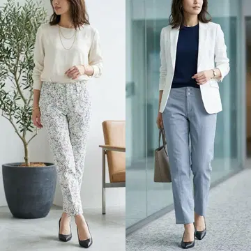 G6254.55*맥피 팬츠 2점 꽃무늬 스카이블루 투모로우랜드 S M