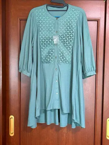 [ 새상품 ] RosePeche 그린 7부 소매 튜닉 L 사이즈 QVC