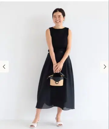 미사용급 Demi-Luxe BEAMS 오간자 플레어 스커트 38 블랙