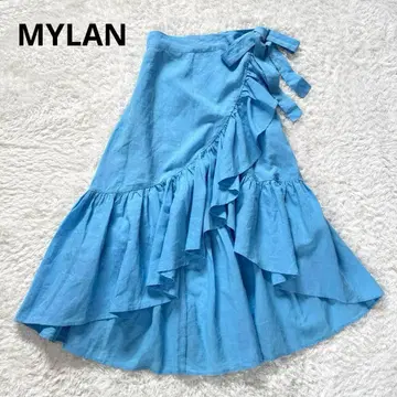 마이렌 린넨100 피쉬테일 랩스커트 F 롱 블루 파랑