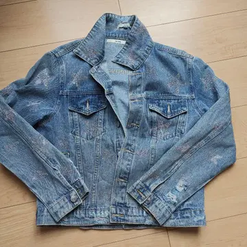 HIP GIRL 데님 자켓 별 모양 스톤 장식