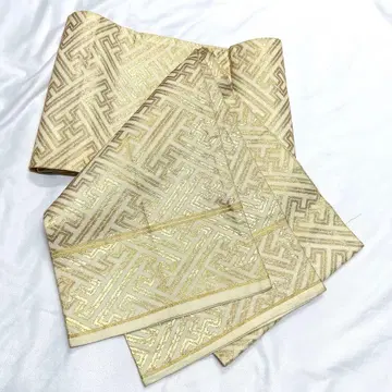 반폭 오비 앤티크 사야가라 화이트 베이스 금실 기모노 111tz