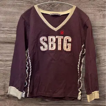 SABOTAGE y2k itimi SBTG 퍼플 V넥 긴팔T셔츠