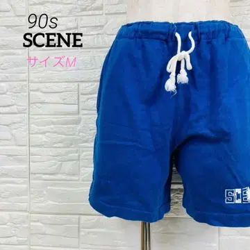 AMERICAN FLAVOR SCENE 하트 팬츠 숏팬츠 블루 로고 포함