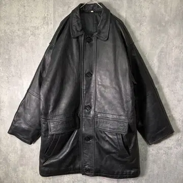 양가죽 램 가죽 카 코트 블랙 어깨 패드 없음 천연 가죽 XL