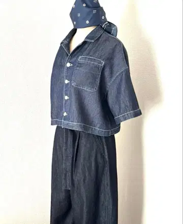 지유 + H&M 데님 셋업풍