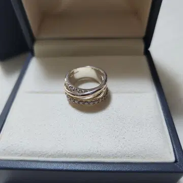 폴리폴리 실버 골드 3연 반지 스톤 포함