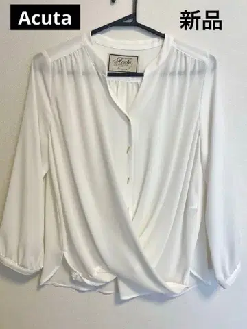 Acuta 미사용 새상품 쉬폰 카슈쿨 블라우스 화이트 7부 소매