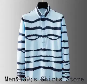 [ 새상품 ] 아트 패턴 러쉬 보더 긴팔 셔츠 블루 락 모드 화려함