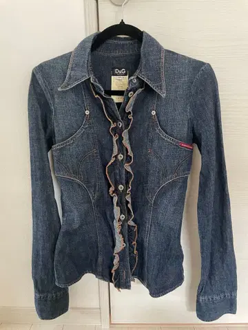 D&G 프릴 디자인 데님 셔츠