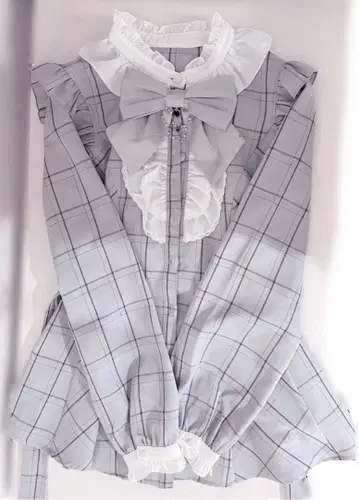 시크릿허니 액세서리 리본부착 셋업 스카이블루 긴팔