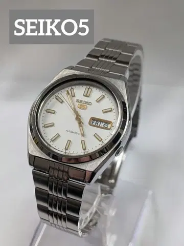 SEIKO 5 자동 와인딩 시계 화이트
