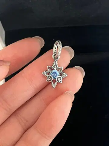 실버 925 별 모양 참 파란색 스톤