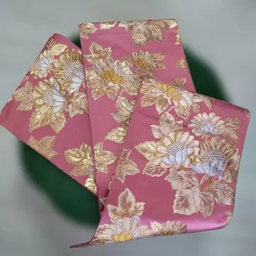 앤티크 나고야 오비 핑크 금실 자수