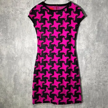 pieces uniques 드레스 원피스 자수 올 패턴 울 핑크 이태리제