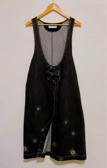 [ 로고 와펜 & 리본 ] PINK HOUSE 빈티지 데님 원피스