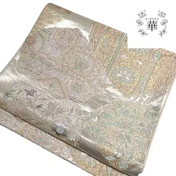 1520 화 화문 후쿠로 오비 서양 꽃 서양풍 추상 은