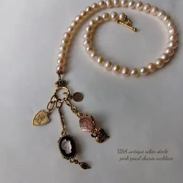 USA antique robin steele 핑크 펄 목걸이