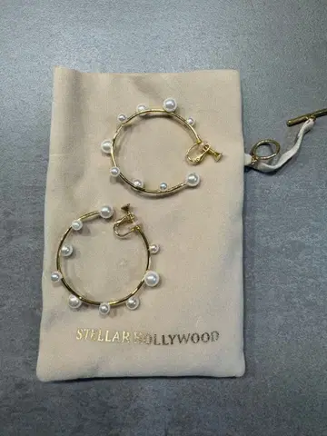 스텔라 할리우드 쉘 펄 후프 귀찌 (파우치 포함)