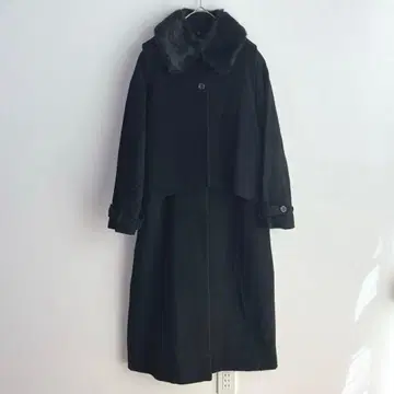 4983 giy 캐시미어 혼방 롱 코트 베스트 포함 퍼 포함 블랙