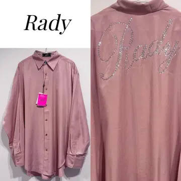 [ 새상품 미사용 ] Rady 새틴풍 오버 셔츠 스톤 백 로고 핑크