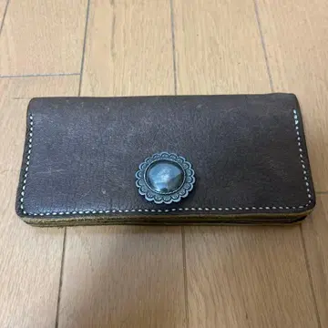 고급 가죽 천연 가죽 장지갑 질감 여성용 구제 의류 바이커 빈티지