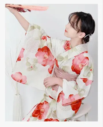 꽃무늬 유카타 오비 일본 나막신 세트