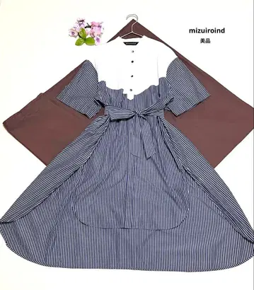 미즈이로 인드 셔츠 원피스 스트라이프 원피스 미즈이로 인드 반팔
