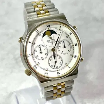 박스 포함 작동 양호 SEIKO 쿼츠 손목시계 문페이즈 크로노그래프
