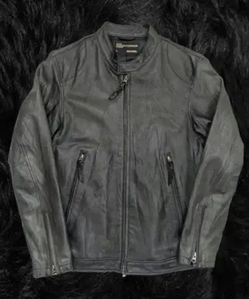 BACKTUMBER 블랙 가죽 싱글 라이더 자켓 더블 지퍼