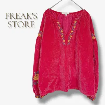 프릭스스토어 보헤미안 티셔츠 화려한 블라우스 레드 a1459