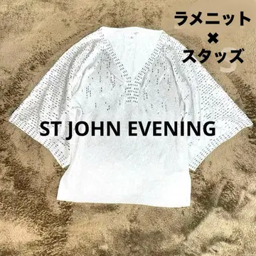 ST JOHN EVENING 라메 니트 스터드 메탈릭 장식 실버