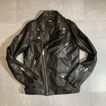 ZARA 가죽 더블 라이더 자켓 블랙 Y2K 아메카지 바이커